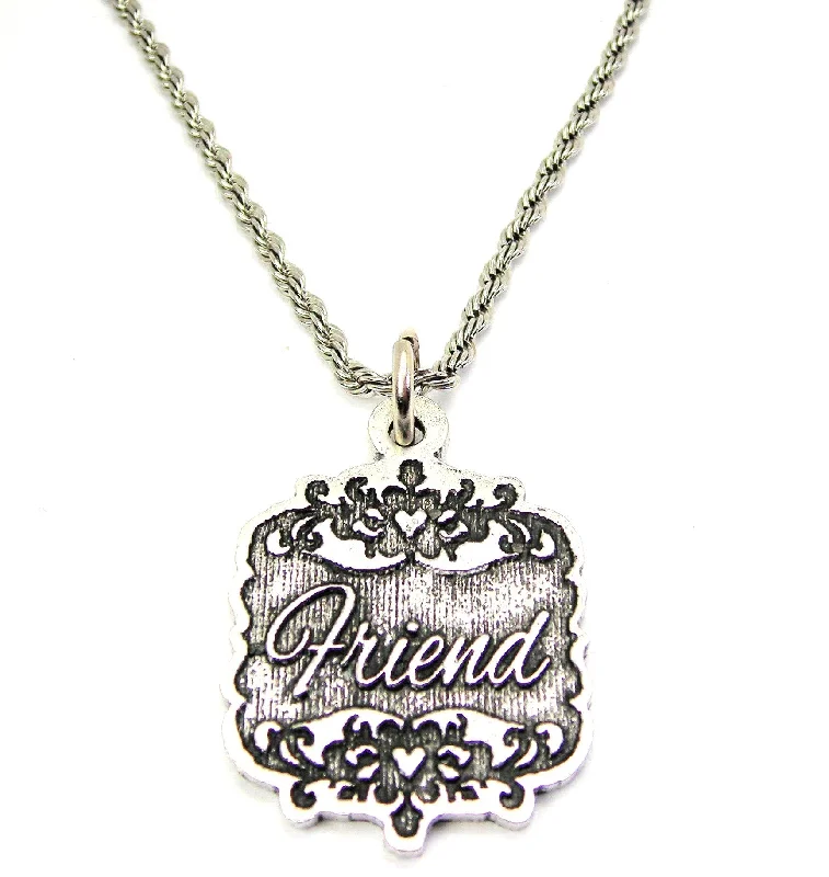 women's necklaces gemstone -Friend Victorian Scroll Single Charm Necklace