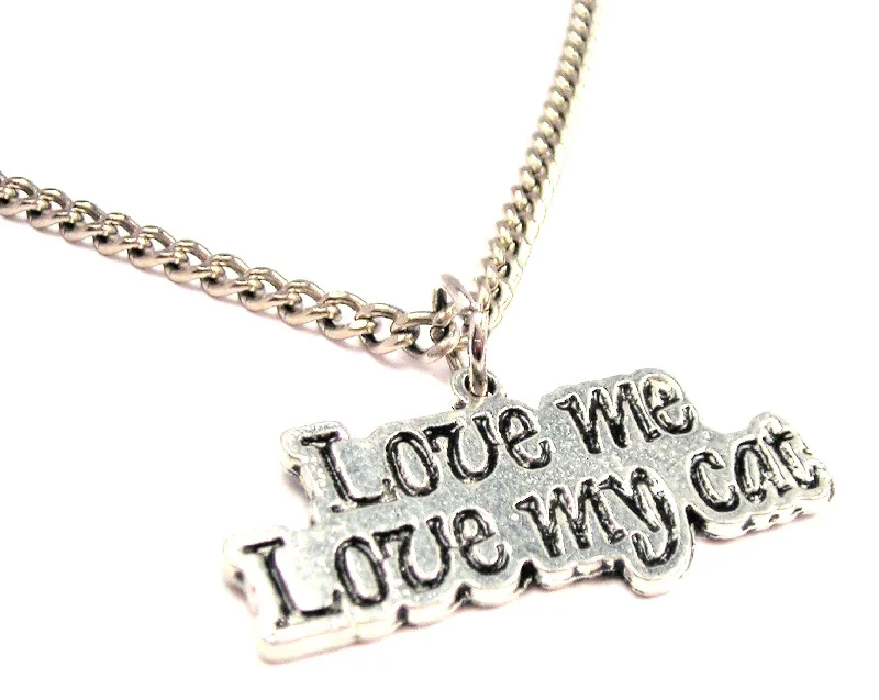 women's necklaces with sapphire pendant -Love Me Love My Cat Single Charm Necklace