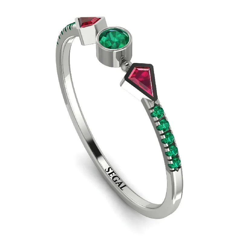 women's rings with cushion-cut diamond -Minimalist Geometric Emerald Ring - Kimberly No. 27