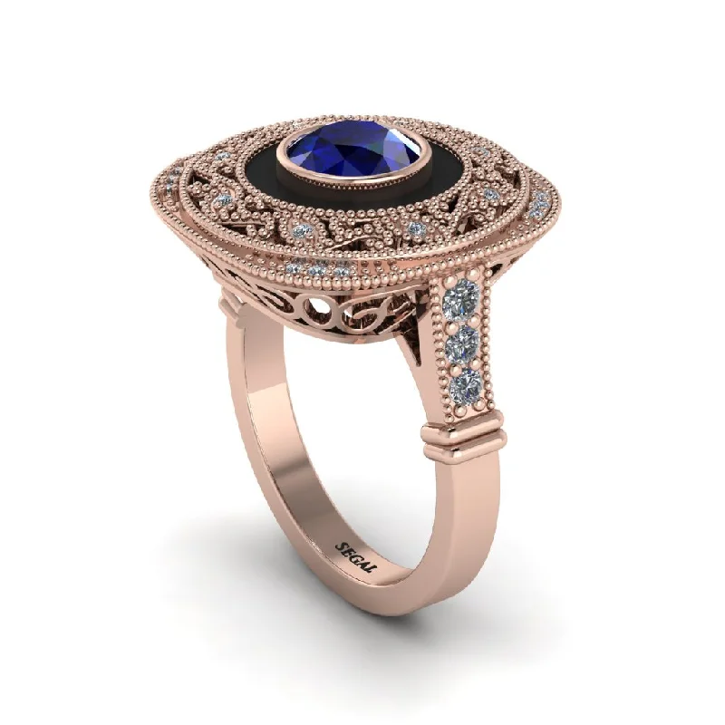 women's rings with diamond accents -Fancy Art Deco Sapphire Ring - Pauline No. 14