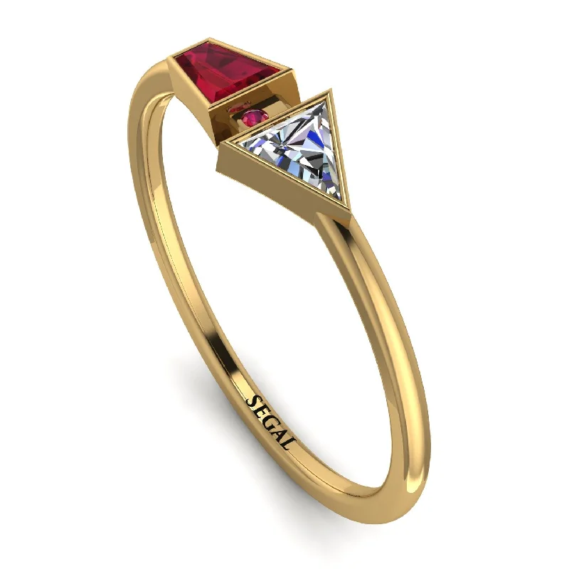 women's rings with diamond accents -Geometrical Arrow Ruby Ring - Gracie No. 46