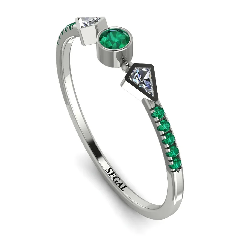 women's rings with diamond sidestones -Minimalist Geometric Emerald Ring - Kimberly No. 18