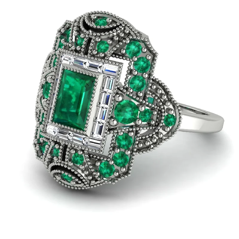 women's rings with celestial design -Victorian Gold Ring With Emerald - Janice No. 6