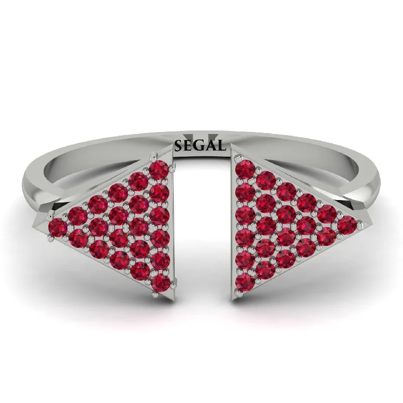 women's rings platinum -Triangle Open Ruby Ring - Hope No. 12