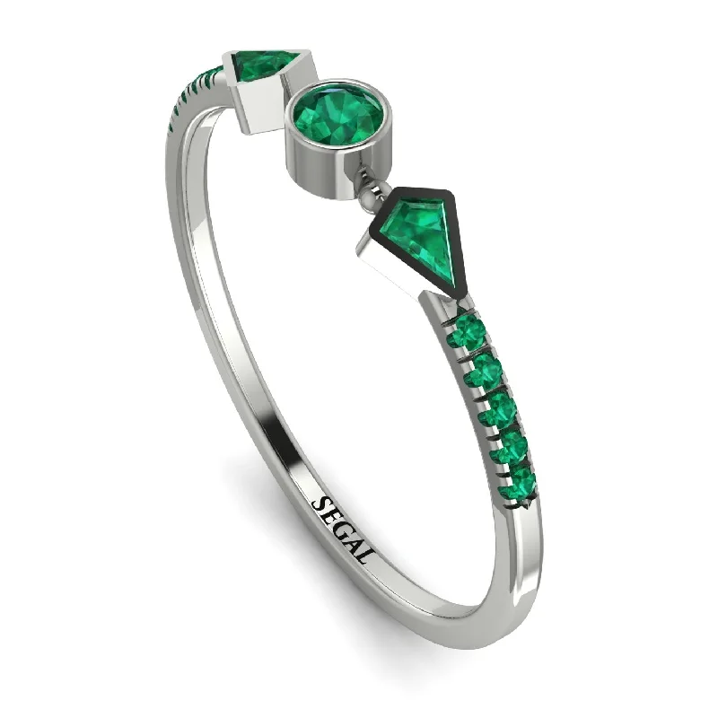 women's rings with textured finish -Minimalist Geometric Emerald Ring - Kimberly No. 21