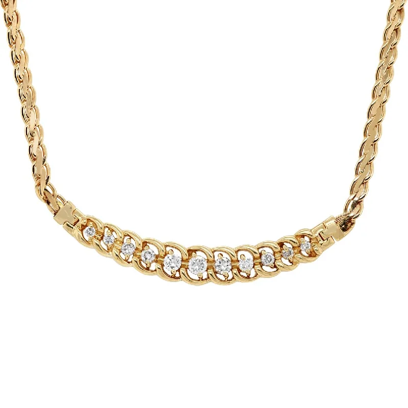 women's necklaces with oval pendant -YELLOW GOLD CHAIN NECKLACE WITH DIAMONDS, 3/4 CT TW