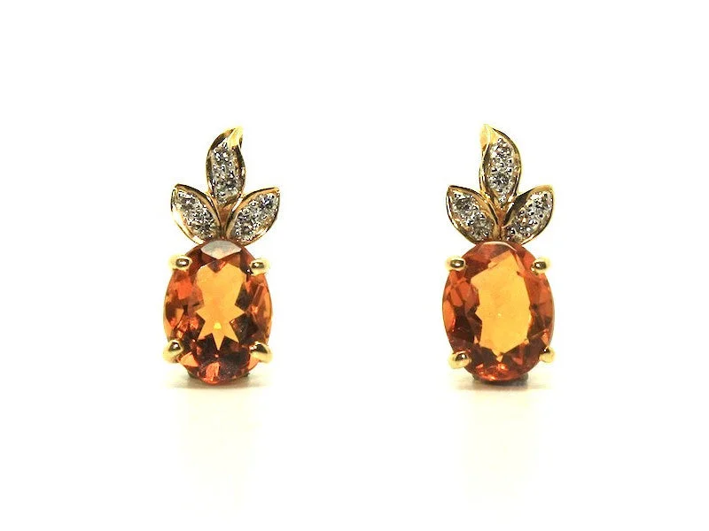 women's earrings with butterfly embellishments -Citrine And Diamond Garland Earring Ad No.0185