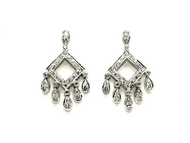 women's earrings with vintage style -Open Square Drop Earring Ad No. 0702