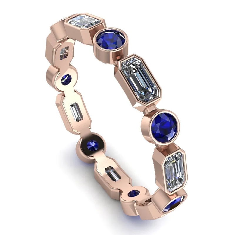 women's rings with sapphire accent -Emerald Cut Diamond Bezel Eternity Ring - Genevieve No. 62