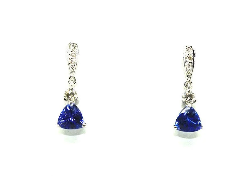 women's earrings with unique settings -Tanzanite And Diamond Classic Earring Ad No. 0732