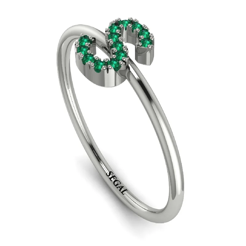 women's rings with polished finish -Initial Emerald Ring - Raegan No. 6