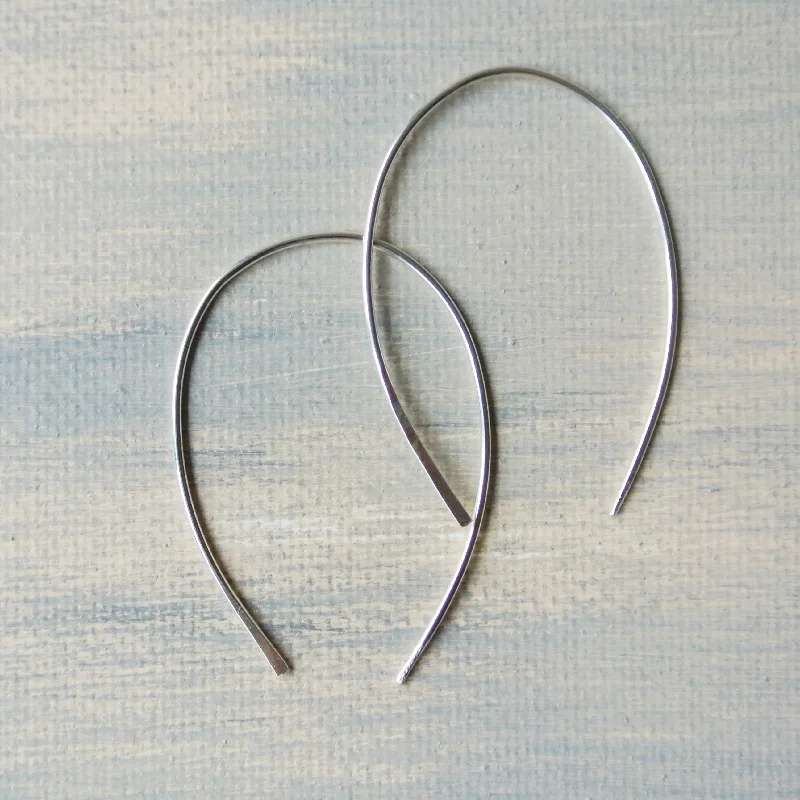 women's earrings with modern twist -Silver Open Hoop Medium Earrings