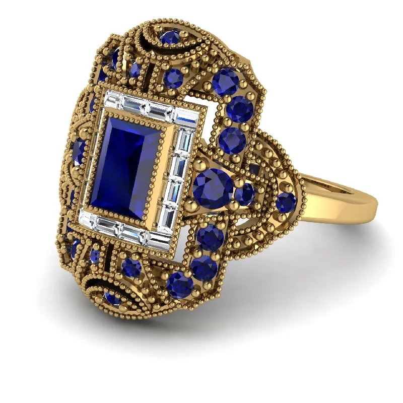 women's rings with diamond eternity -Victorian Gold Ring With Sapphire - Janice No. 13