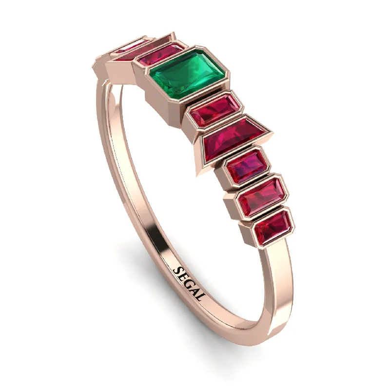 women's rings with bold design -Emerald Emerald Mix Band - Valerie No. 50