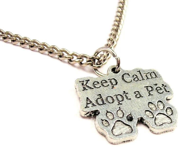 women's necklaces vintage style -Keep Calm Adopt A Pet Single Charm Necklace