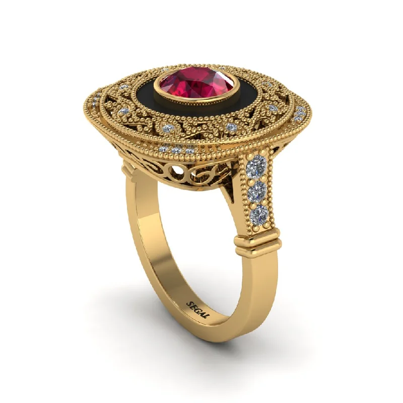 women's rings minimalistic design -Fancy Art Deco Ruby Ring - Pauline No. 10