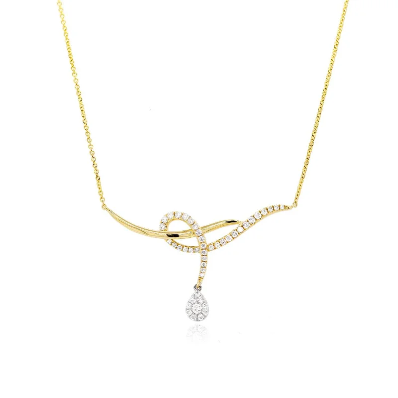 women's necklaces personalized engraving -YELLOW GOLD AND DIAMOND NECKLACE WITH WOVEN DESIGN, .51 CT TW