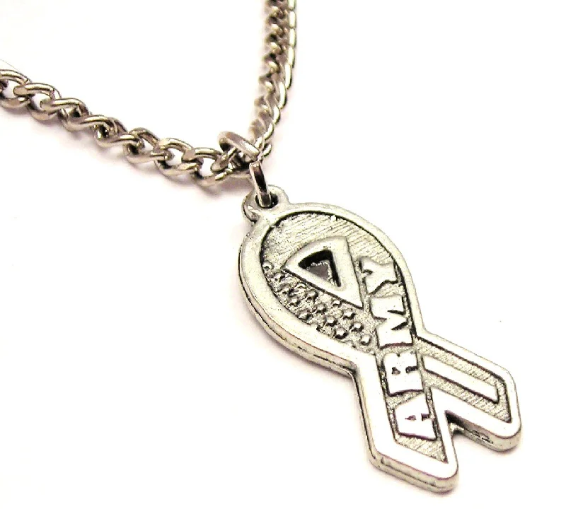 women's necklaces with bar design -Army Awareness Ribbon Single Charm Necklace