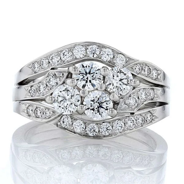 engagement rings with soft design -Cluster Wedding Set