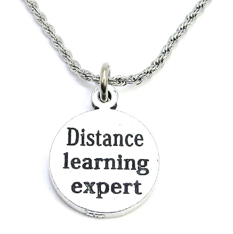 women's necklaces with geometric design -Distance Learning Expert Single Charm Necklace