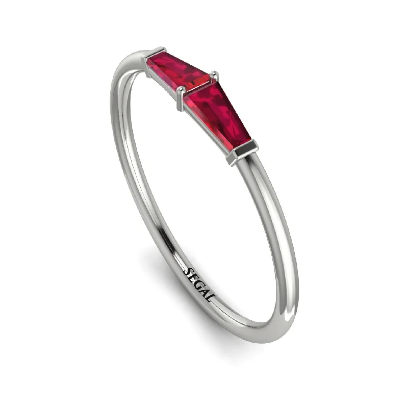 women's rings with large center stone -Thin Baguette Ruby Ring - Julianna No. 12