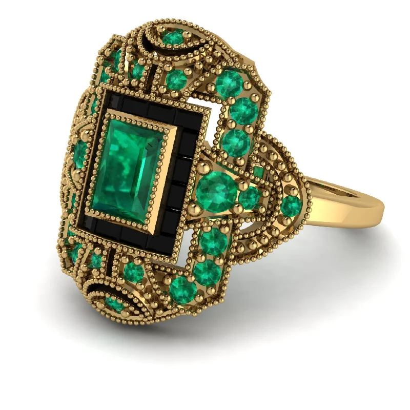 women's rings with clean lines -Victorian Gold Ring With Emerald - Janice No. 34