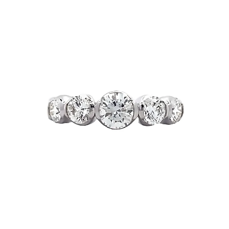 engagement rings with floral design -Five Stone Diamond Wedding/Anniversary Band in White Gold by B&C