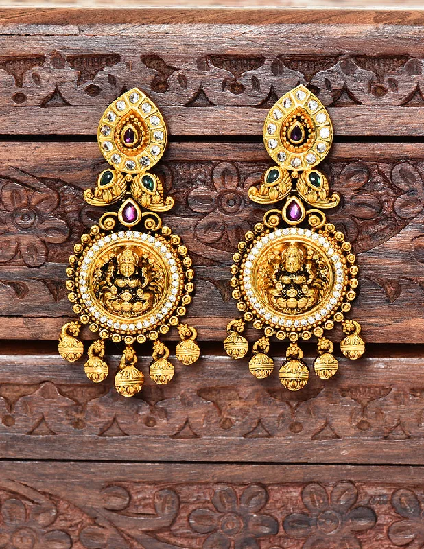 women's earrings with angular shape -Stunning Designer Zirconia Chandbali Earrings