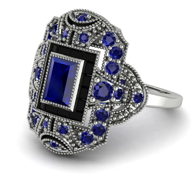 women's rings diamond -Victorian Gold Ring With Sapphire - Janice No. 45