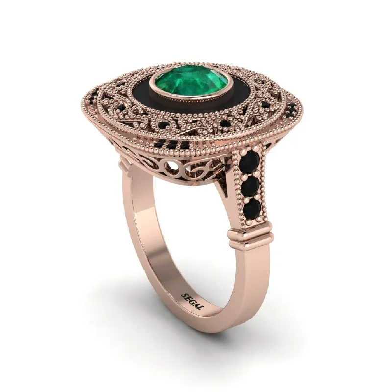 women's rings gemstone -Fancy Art Deco Emerald Ring - Pauline No. 35