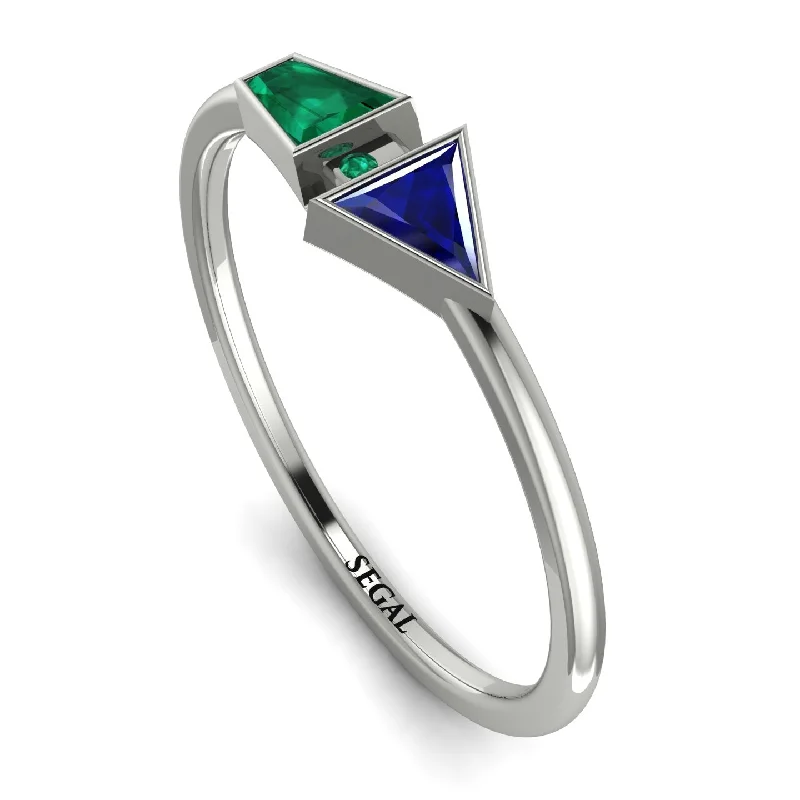 women's rings with colored gemstones -Geometrical Arrow Emerald Ring - Gracie No. 30