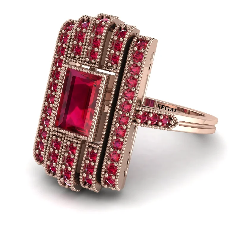 women's rings antique finish -Unmatched Style Gold Baguette Ruby Ring - Jean No. 56