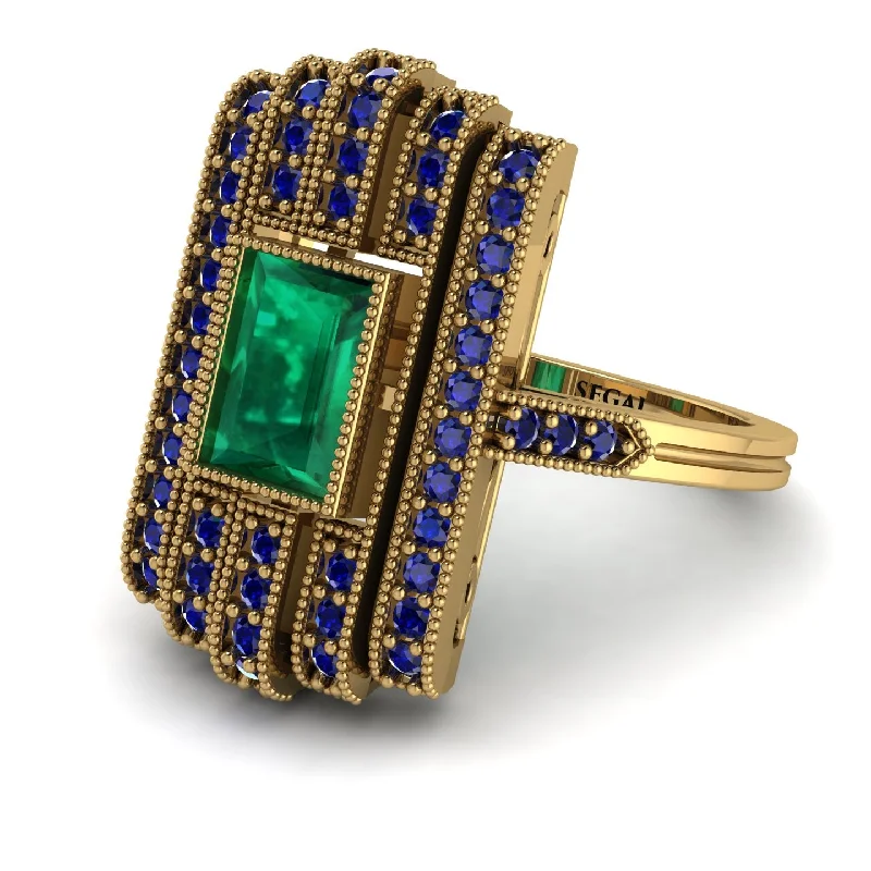 women's rings with moissanite -Unmatched Style Gold Baguette Emerald Ring - Jean No. 64