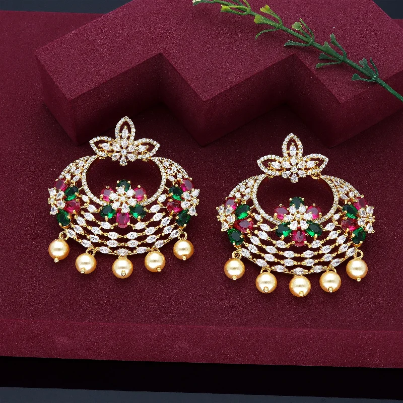 women's earrings with opal -Fancy Zirconia Chandbali Earrings