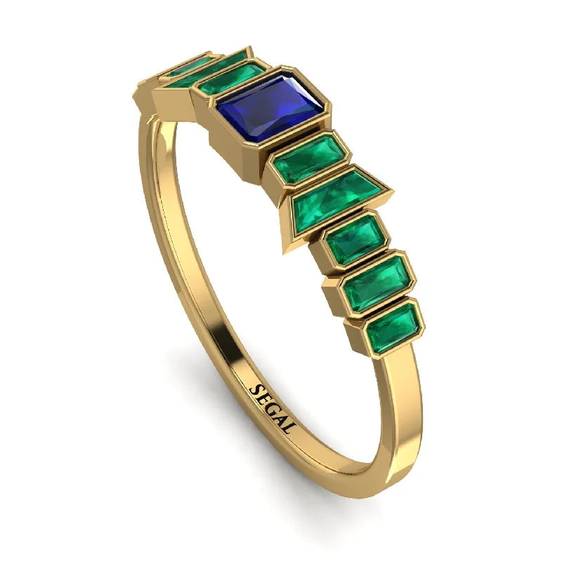 women's rings amethyst -Emerald Sapphire Mix Band - Valerie No. 28