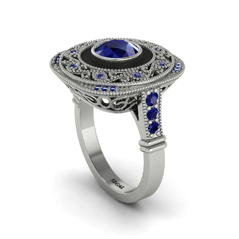 women's rings with diamond border -Fancy Art Deco Sapphire Ring - Pauline No. 75