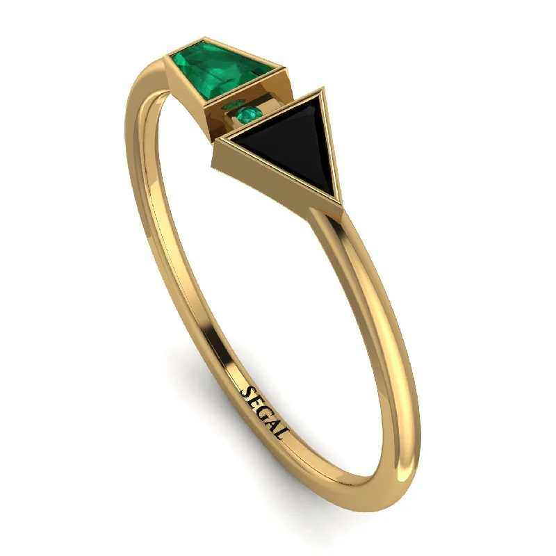 women's rings floral design -Geometrical Arrow Emerald Ring - Gracie No. 22