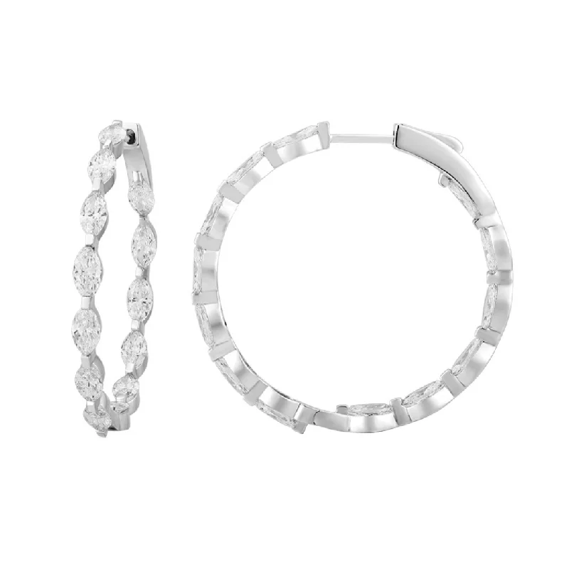 women's earrings with long dangling -Lab Marquise Hoops