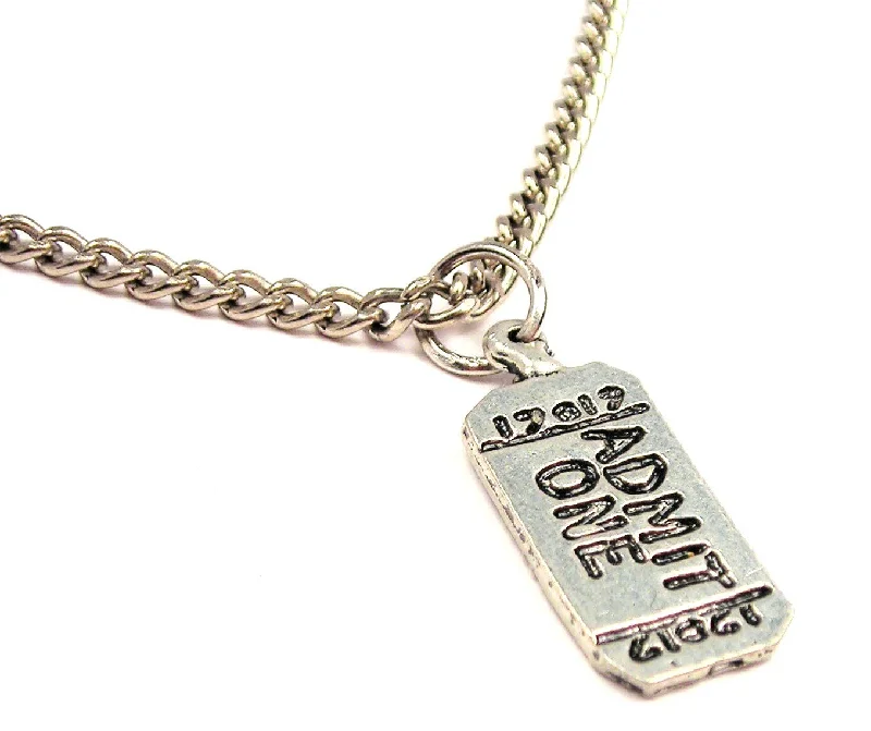 women's necklaces nameplate necklace -Admit One Movie Ticket Single Charm Necklace