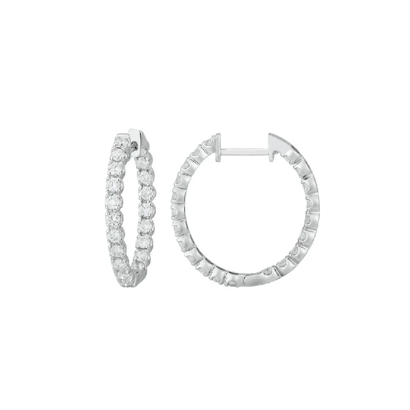 women's earrings with flower design -Lab Diamond Hoops