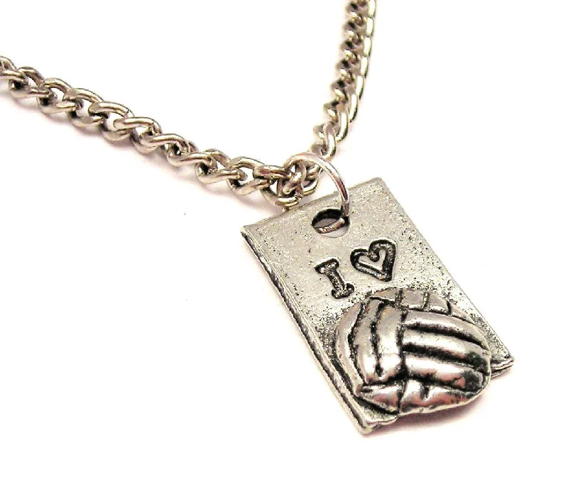 women's necklaces diamond -I Love Volleyball Single Charm Necklace