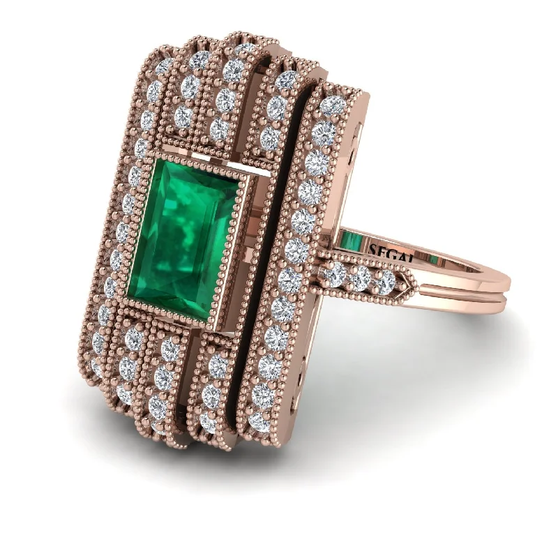 women's rings statement gemstone -Unmatched Style Gold Baguette Emerald Ring - Jean No. 5