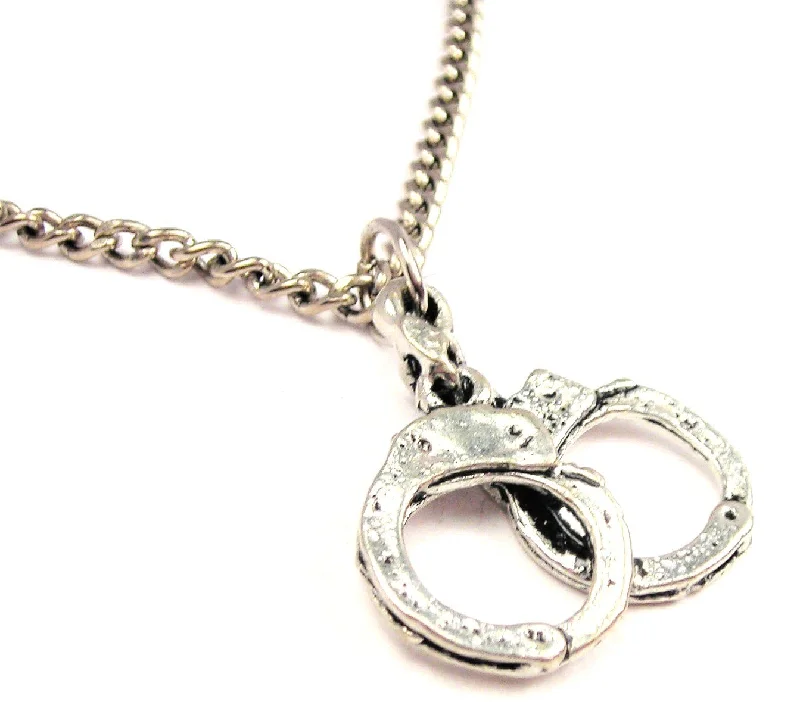 women's necklaces for birthday -Large Handcuffs Single Charm Necklace