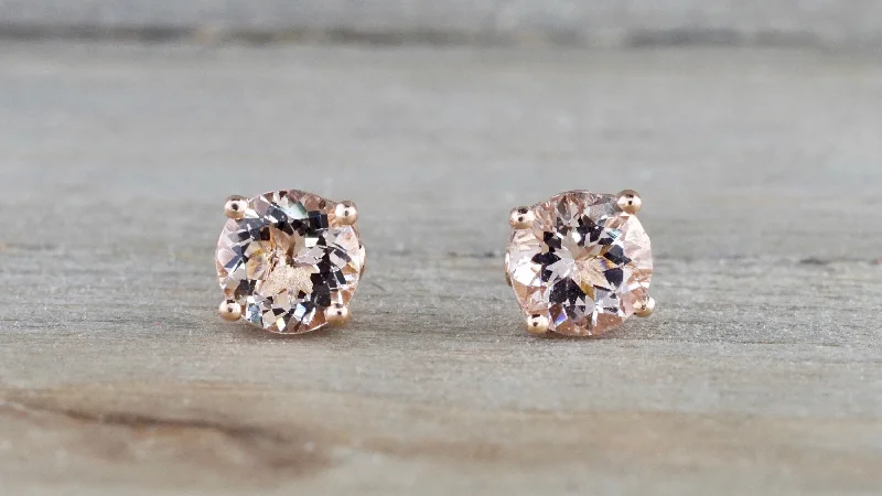 women's earrings for statement looks -Round Morganite Swirl Studs 7mm