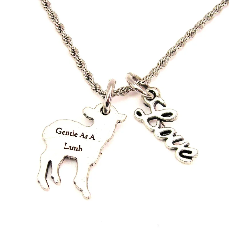 women's necklaces with teardrop design -Gentle As A Lamb 20" Chain Necklace With Cursive Love Accent