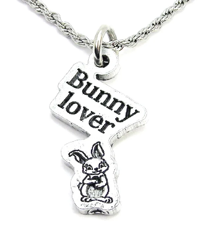 women's necklaces with sterling silver chain -Bunny Lover Single Charm Necklace