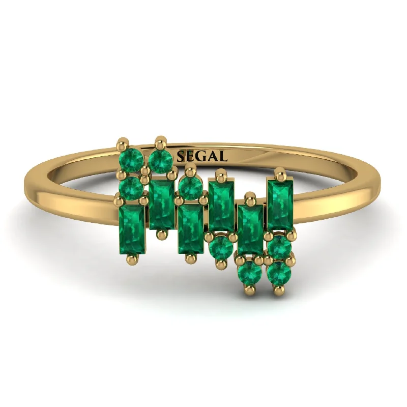 women's rings emerald -Baguette And Round Emerald Band - Daniela No. 19