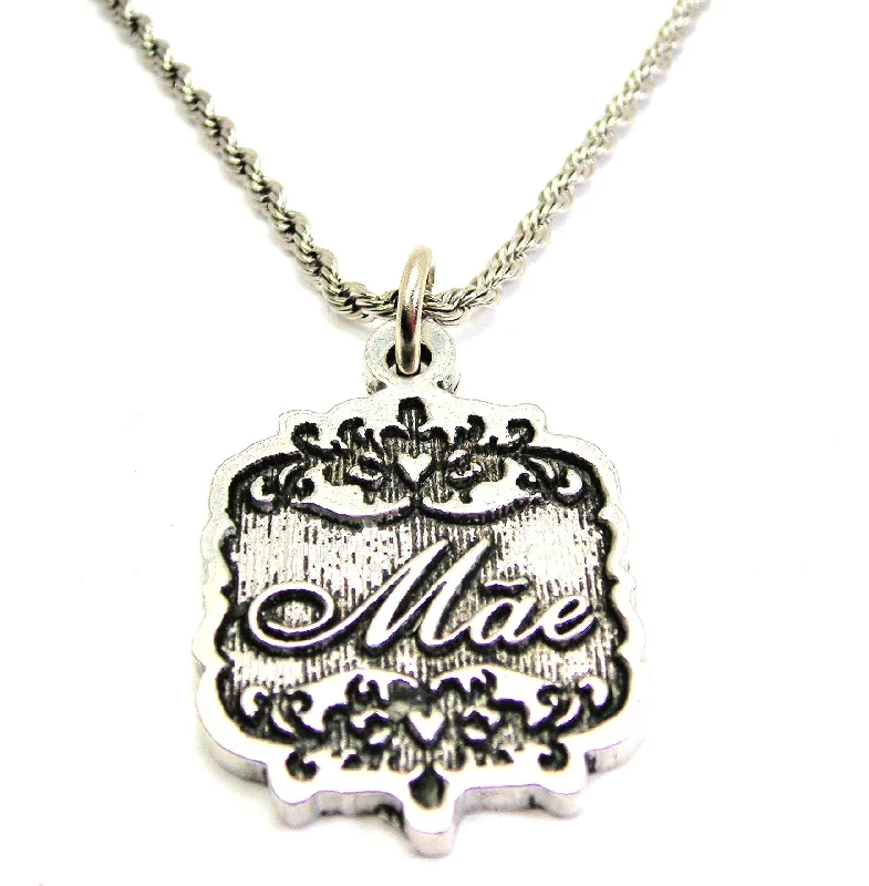 women's necklaces with feather charm -Mae Victorian Scroll Single Charm Necklace