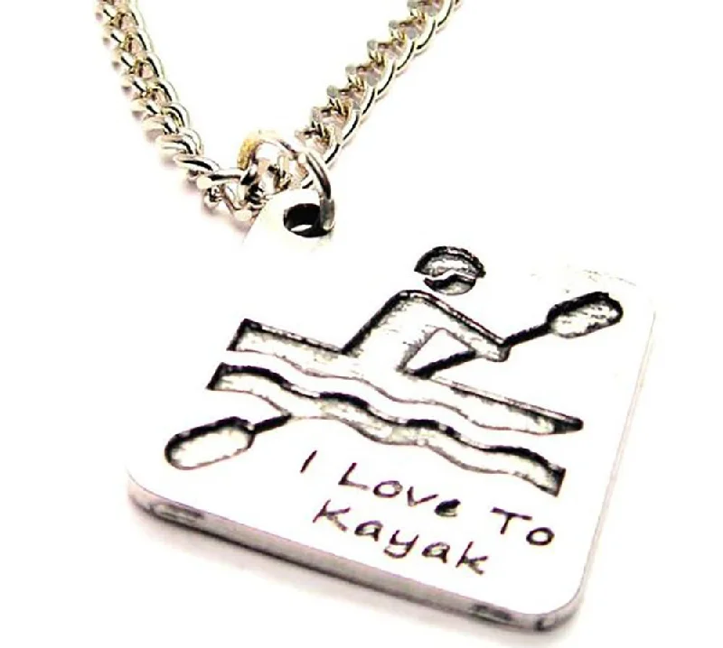 women's necklaces with intricate detailing -I Love To Kayak Single Charm Necklace