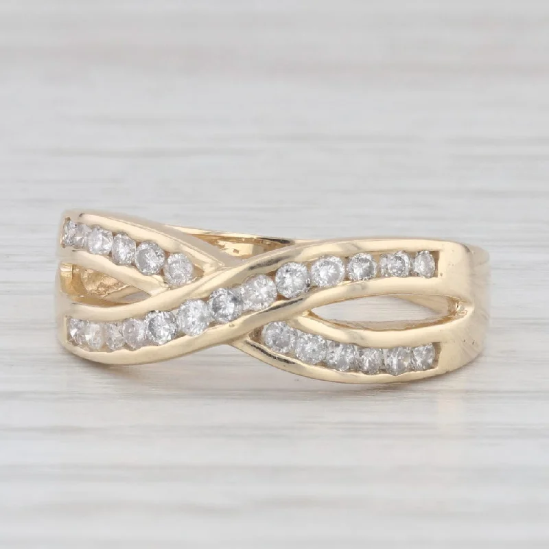 engagement rings with diamonds -0.48ctw Diamond Criss Cross Ring 14k Yellow Gold Wedding Anniversary Band